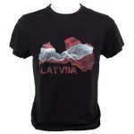 Unisex T-shirt "LATVIJA", Map with Stylized Flag, Black