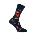Cotton Socks "I Love Seafood", Navy Blue