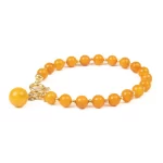 Amber Bracelet with Gold Color Elements, ⌀ 5 cm