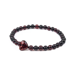 Amber bracelet with heart, ⌀ 5 cm