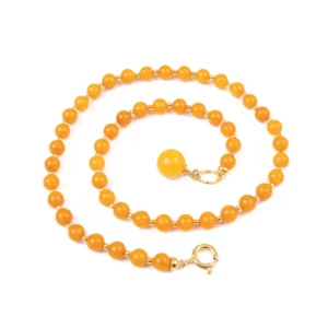 Amber necklace with gold color elements, 44 cm