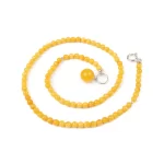 Amber Necklace with Silver Color Elements, 45 cm