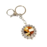 Keychain with Amber, Flowers, 11 cm