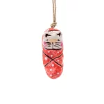 Miniature Figure - Baby Cat, White in Salmon Pink Blanket