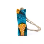 Miniature Figure - Cat, Blue with Orange Details