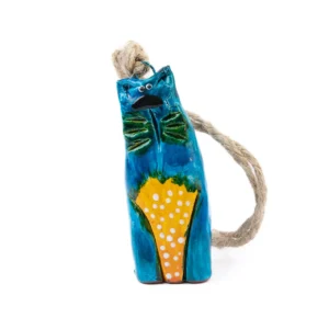 Miniature figure - cat, blue with orange details - option 2