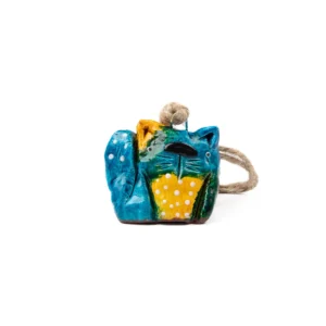 Miniature figure - cat, blue with orange details