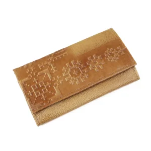 Women’s wallet from genuine leather with pattern, 10x18 cm
