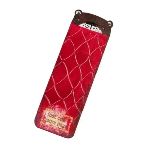 Wooden bookmark - bear in red blanket "just one more page"