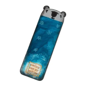 Wooden bookmark - koala in blue blanket "reading past my bedtime"
