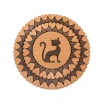 Wooden Trivet / Coaster - Cat and Hearts, ⌀15 cm
