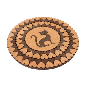 wooden-trivet-coaster-cat-and-hearts-side-45377 Wooden trivet / coaster - cat and hearts, ⌀15 cm