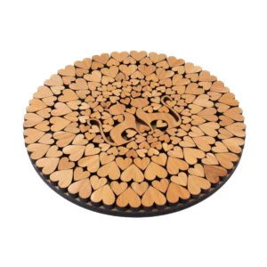Wooden trivet / coaster - cats and hearts, ⌀15 cm