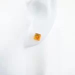 Amber Earrings “Cube”, Stud Closure