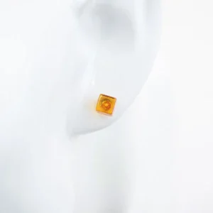 Amber earrings “cube”, stud closure