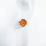 Amber Earrings “Rose”, Stud Closure
