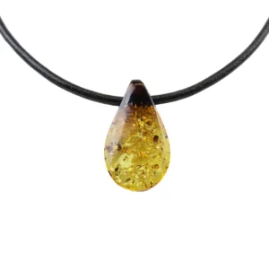 Amber necklace with leather string