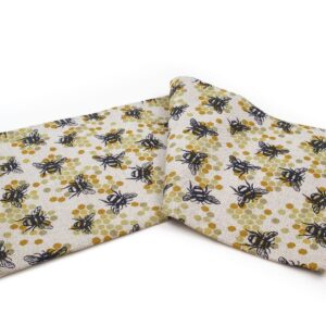 Linen kitchen towel with bees, 47x70 cm