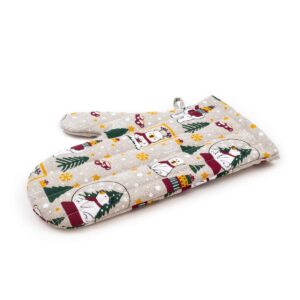 Linen oven mitt with bears, 21x30 cm