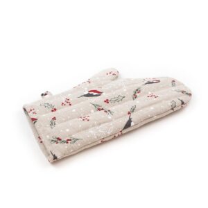 Linen oven mitt with birds, 21x30 cm