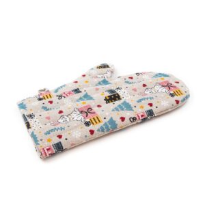 Linen oven mitt with bunny, 21x30 cm