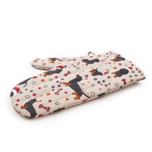 Linen oven mitt with dogs, 21x30 cm