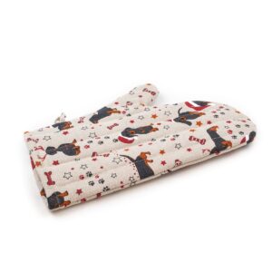Linen oven mitt with dogs, 21x30 cm