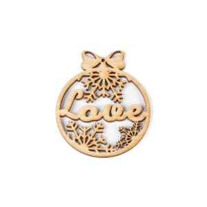 Wooden christmas tree ornament "love", Ø 6.8 cm