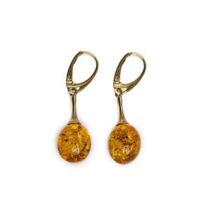 Amber earrings with golden colored clasp