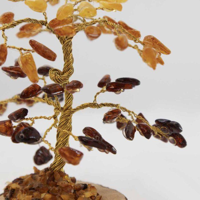 Amber Money Tree on a wood Disc, 10 cm