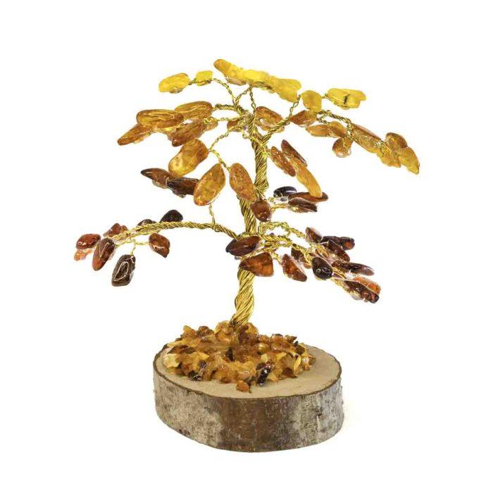 Amber Money Tree on a wood Disc, 10 cm