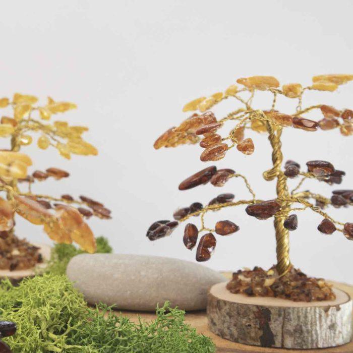 Amber Money Tree on a wood Disc, 10 cm