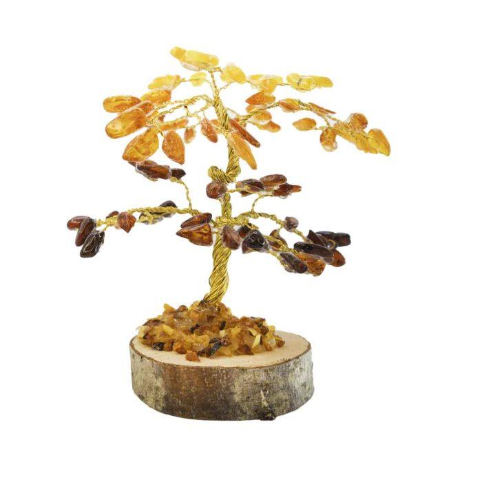 Amber Money Tree on a wood Disc, 10 cm