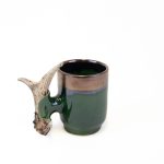 Ceramic Mug with Horn Handle, 100ml, Green