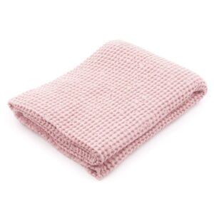 Linen waffle bath towel, pink, 100x140 cm