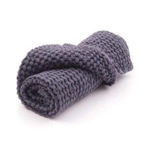 Linen waffle bath towel, greyish blue, 50x70 cm