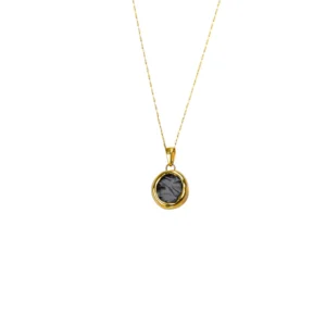 Black porcelain necklace with gold luster