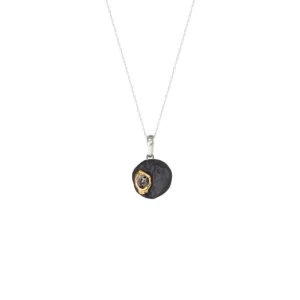Black porcelain necklace with gold and platinum luster