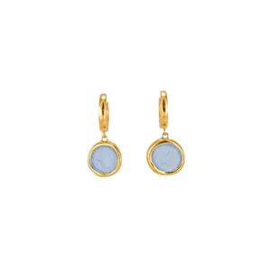Blue porcelain earrings with gold luster