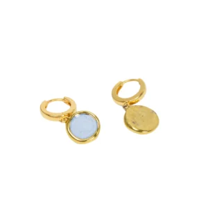 Blue porcelain earrings with gold luster