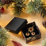 Christmas Gift Set - A set of Sun-shaped silver or gold-plated earrings and pendant with amber stone