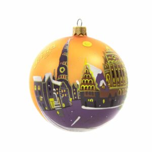 Christmas tree ball "riga - town hall square", Ø 10 cm, gold