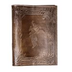 Genuine Leather Book Cover with Ornament, 18x23.5 cm