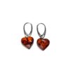 Heart Shaped Amber Earrings with Silver Colored Clasp