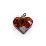 Heart Shaped Amber Pendant, 2×2 cm