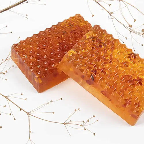 Soap with amber pieces