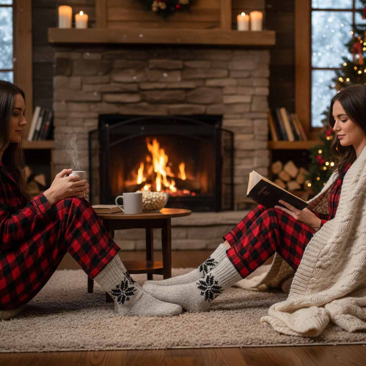 Knitted wool socks with morning star (auseklis), white