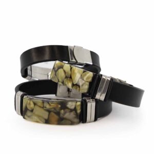 leather-bracelet-with-amber-black-21-cm-green-amber-4 Leather bracelet with greenish amber, black, 21 cm
