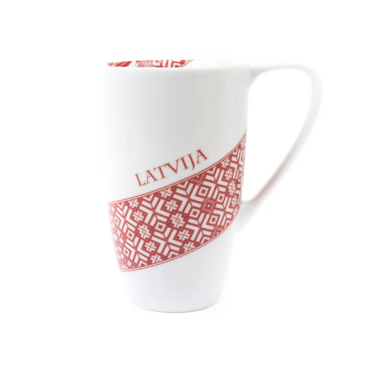 Mug with lielvardes belt pattern, "latvija", 400 ml