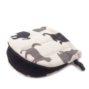 Linen oven mitt with cats, 13x13 cm